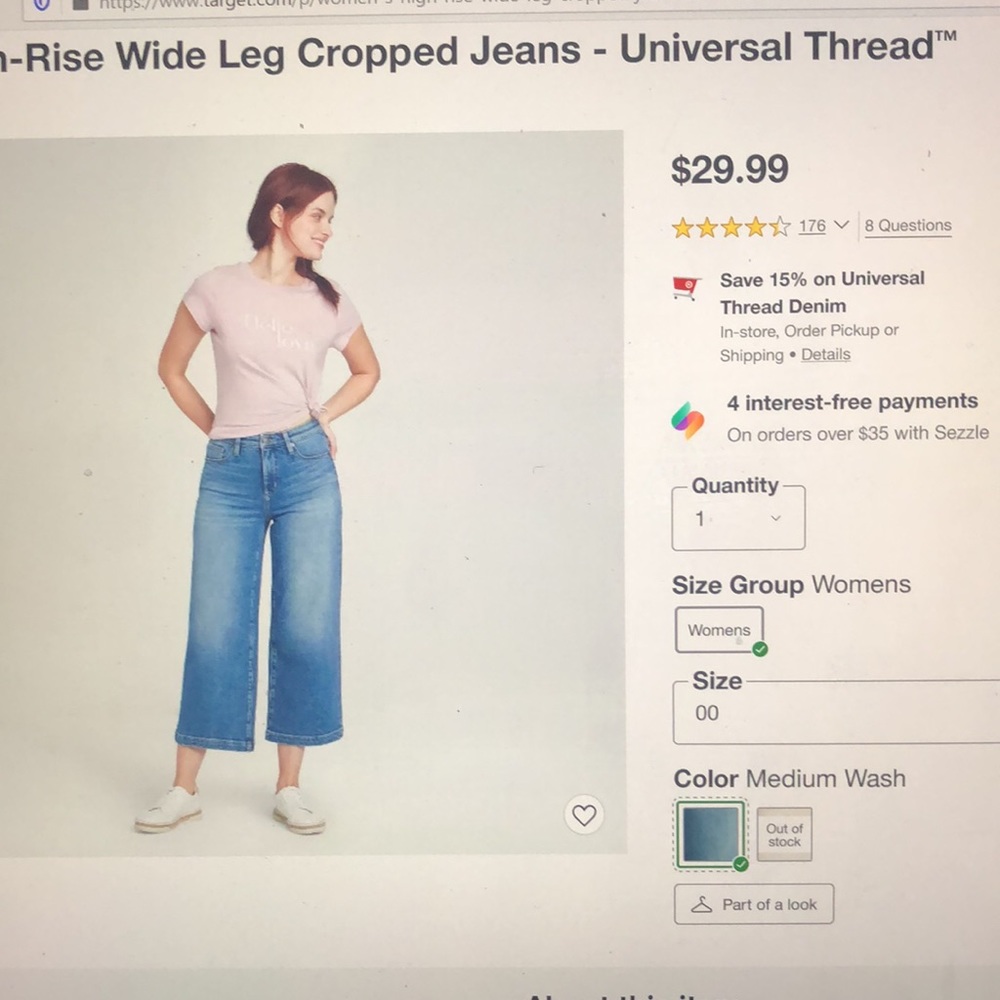 Universal Thread IVORY wide leg cropped pants 10